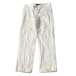Ralph Lauren Sport Women's White Straight Leg Pants Cuffed Sz 4 Hook Closure